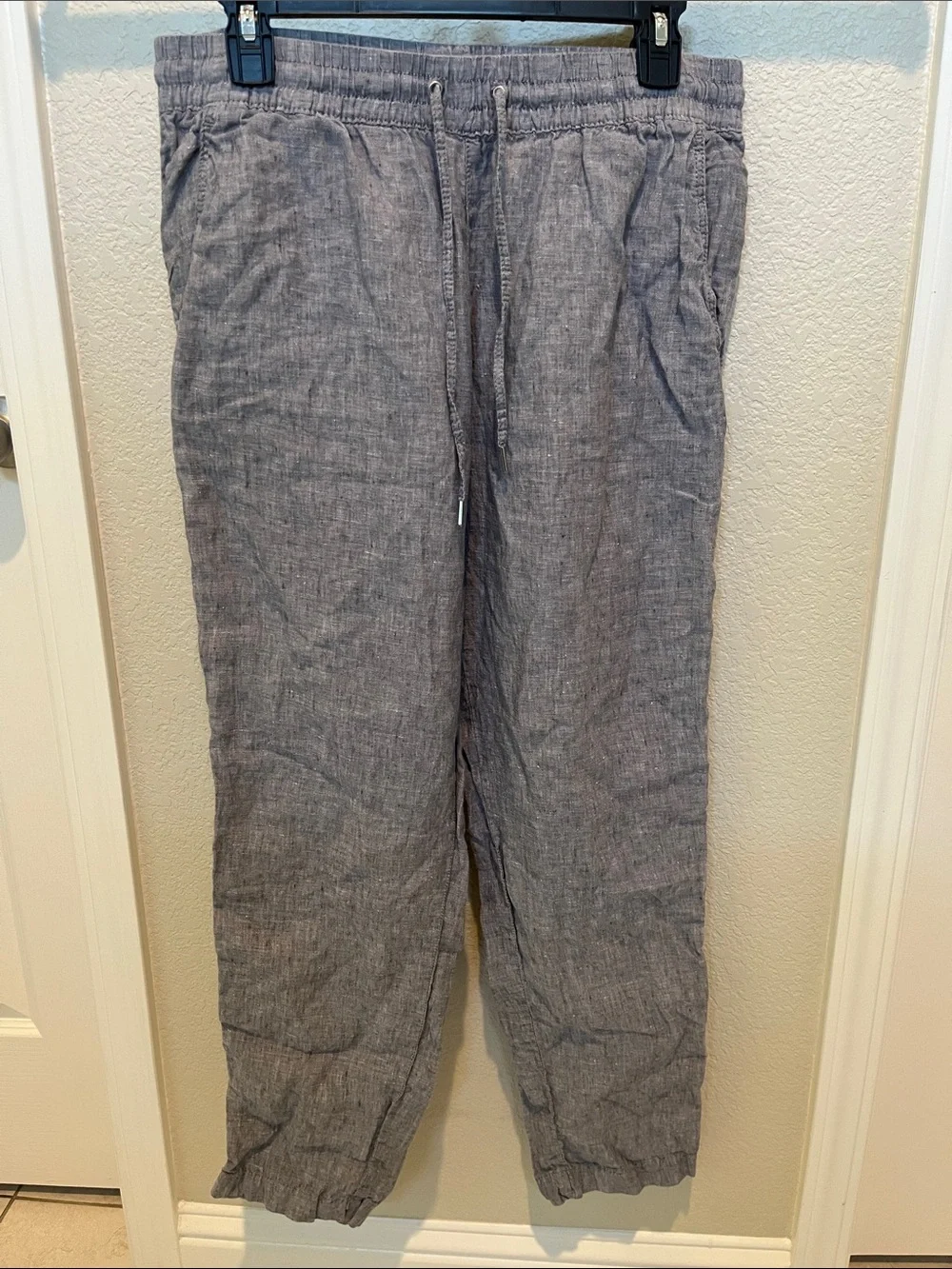 H&M 100% linen Medium Gray Drawstring Joggers